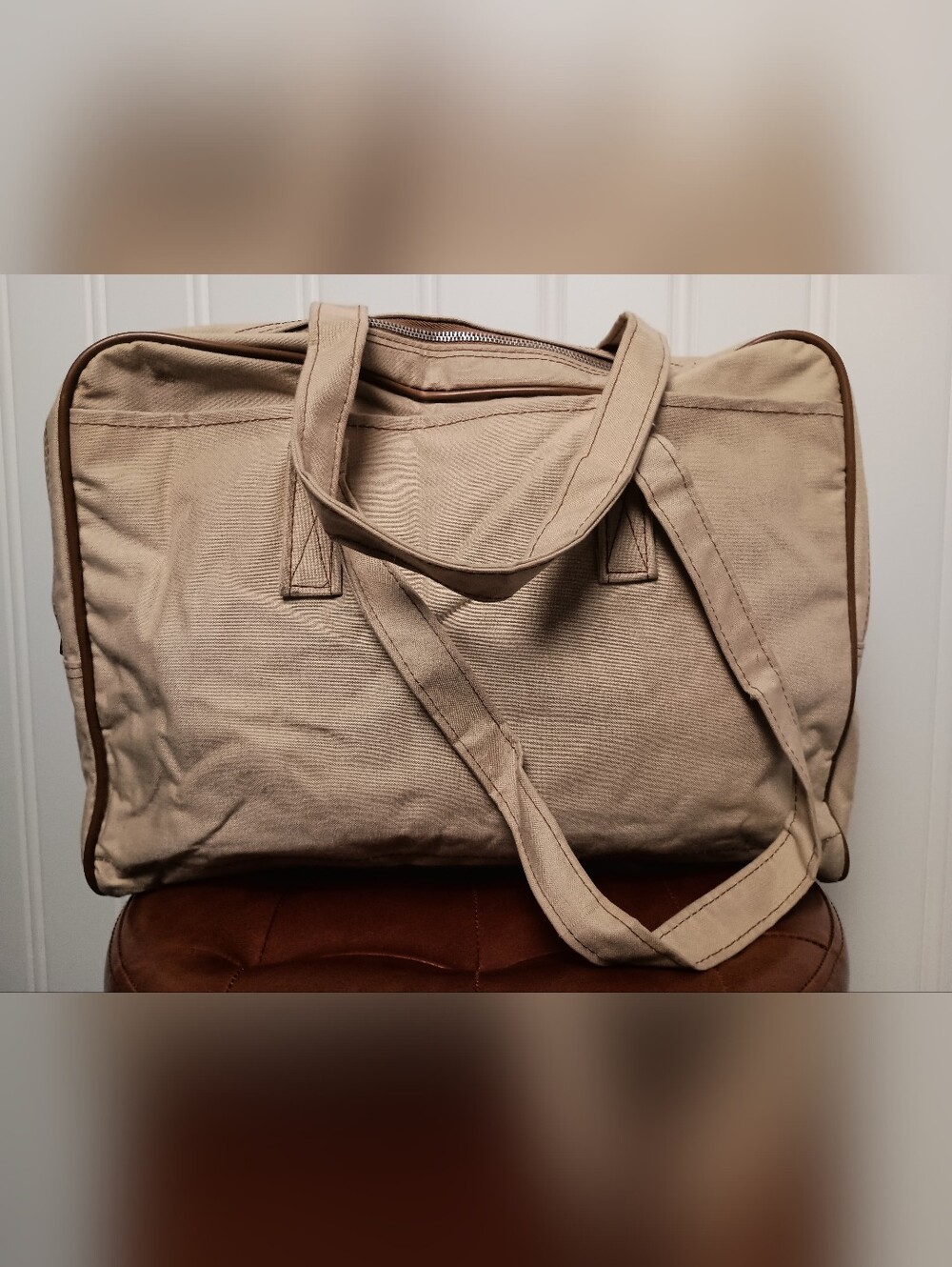 70s Mr. Roberts- Canvas Tote Briefcase- Beige